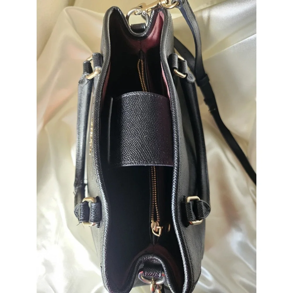 COACH Crossgrain‎ Leather Margot Carryall Purse/Satchel Black
